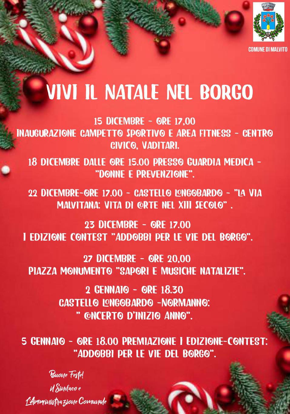 Calendario delle iniziative del Natale 2024 “ Vivi il Natale nel Borgo”